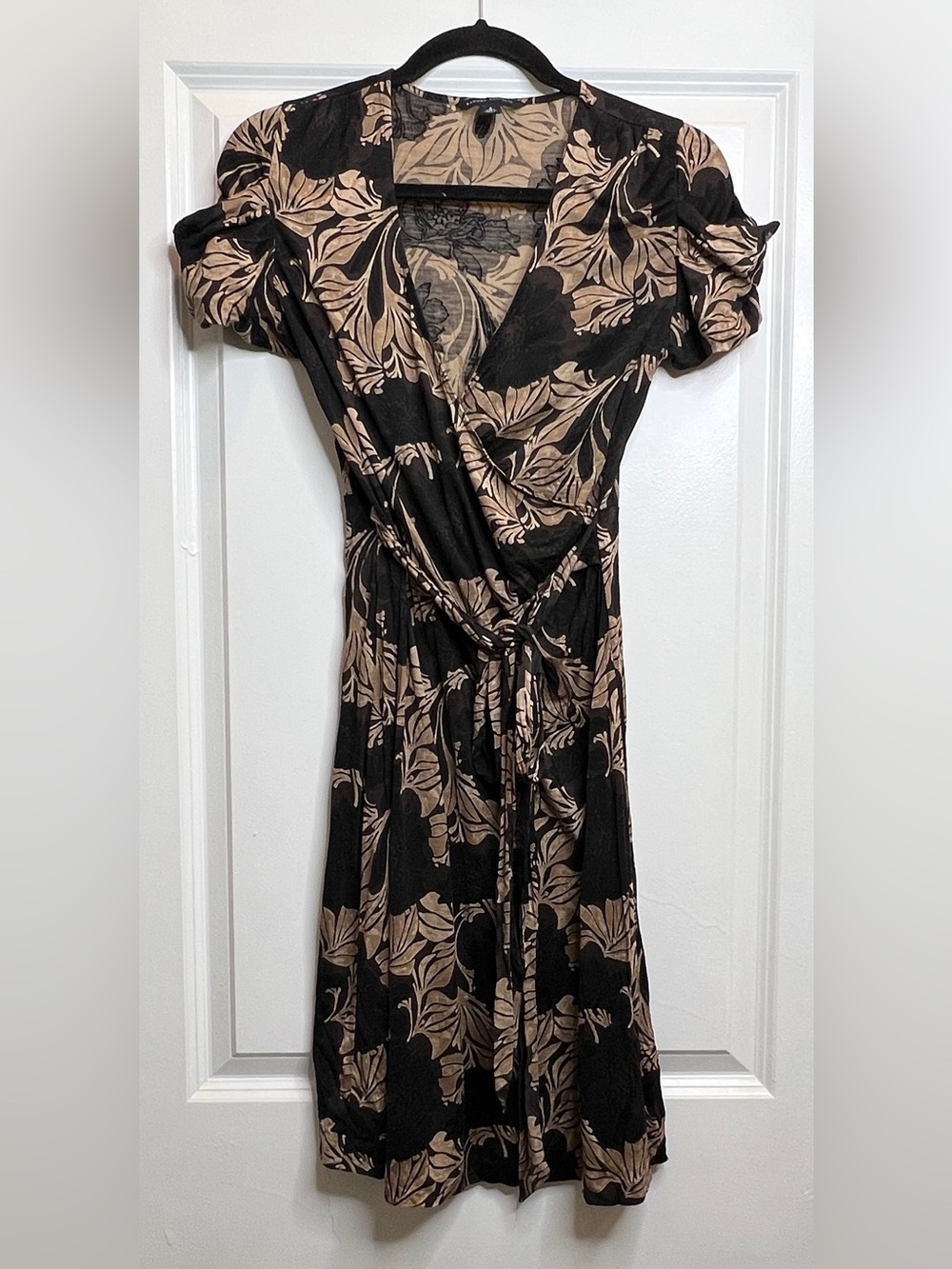 Banana Republic‎ Silk Wool Floral Botanical Faux Wrap Dress Small